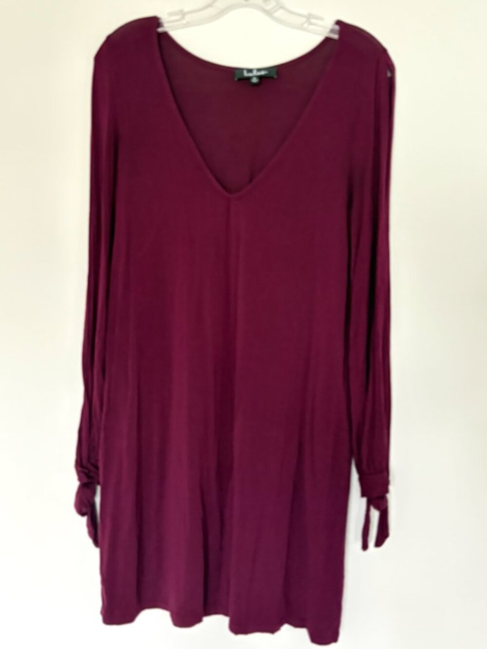 Lulus Burgundy Long Sleeve V Neck Mini Dress Small